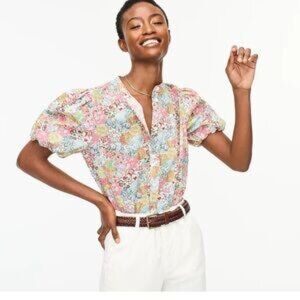 J. Crew Liberty floral cotton puff sleeve blouse